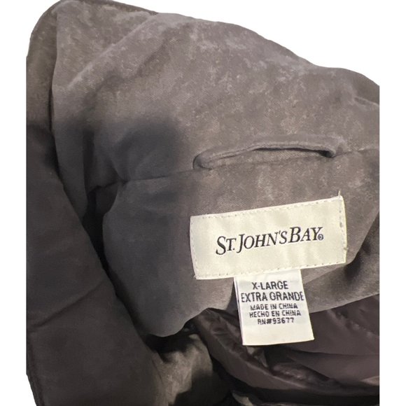 St. John's Bay Mens XL Down Filled Heavy Coat Parka Gray Zip Front Hidden Hood - Picture 2 of 7